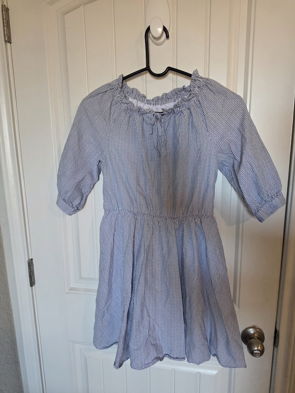 Girls' Blue Stripe Peasant Dress Size L Copper Key